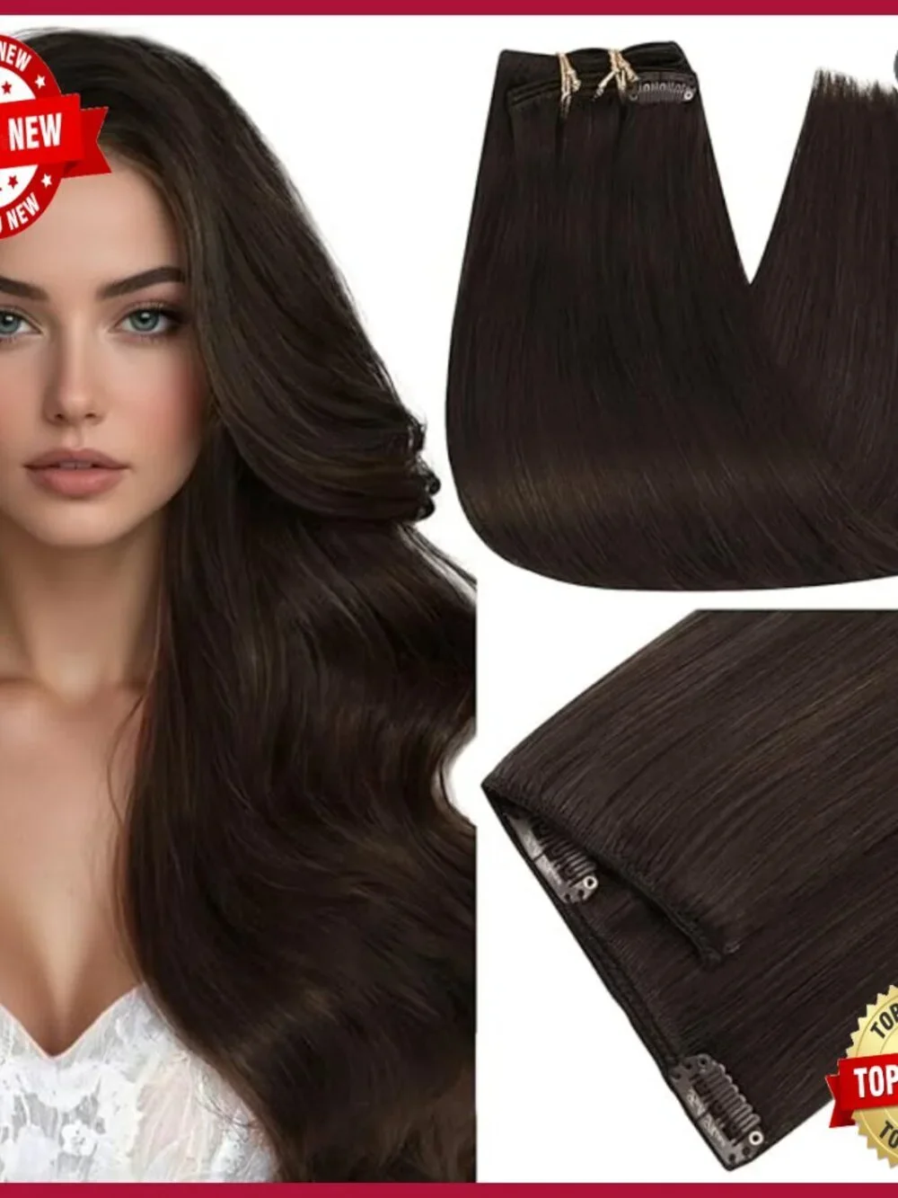 18 Inch Human Hair Clip-In Extensions 7Pcs for Volume & Length